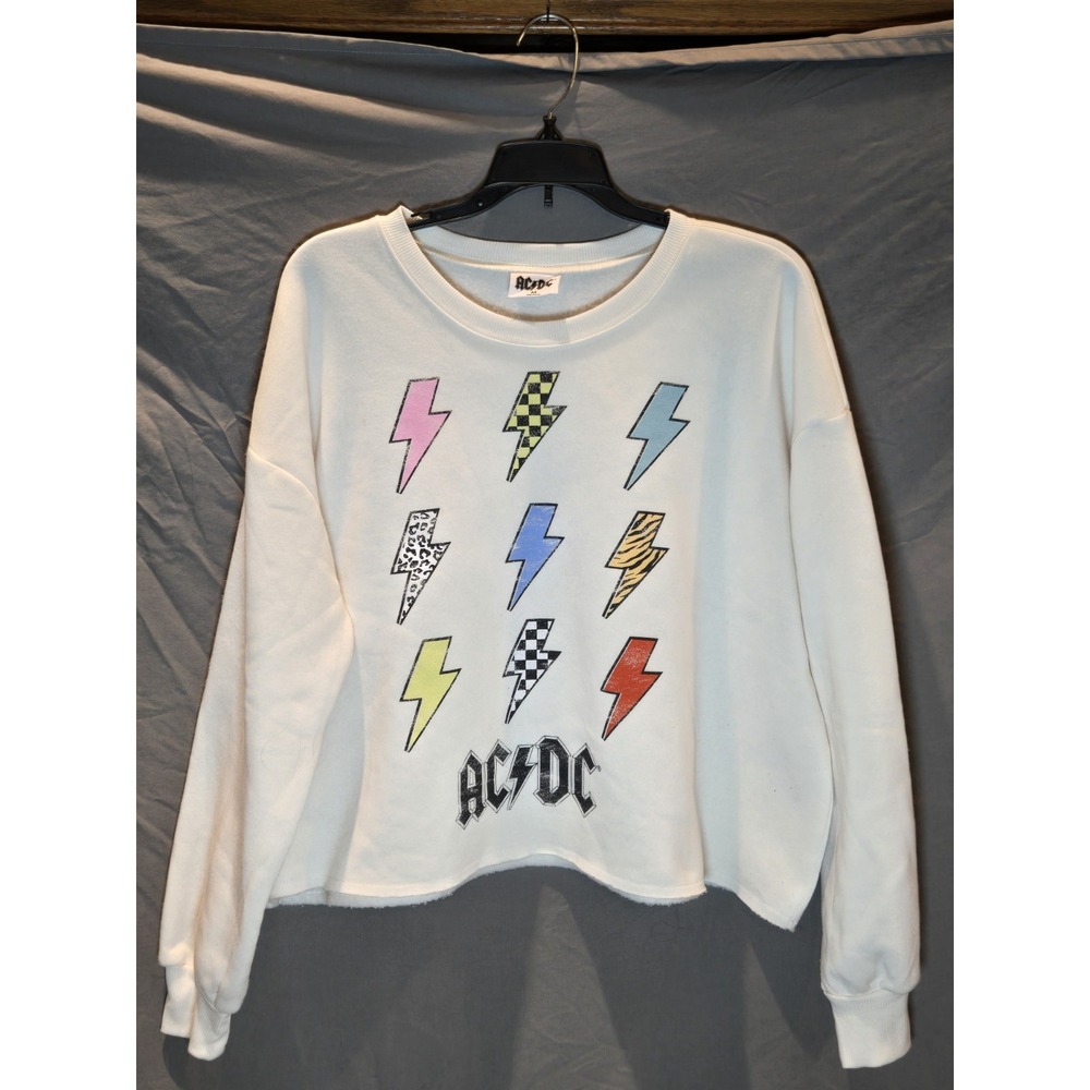 ACDC Retro Women's‎ White Sweetshirt Size Medium